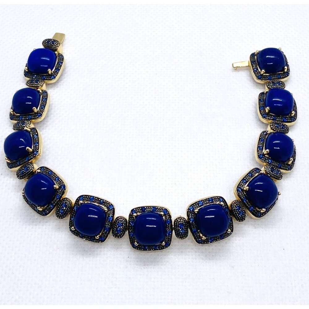 LeVian 14K 585 Lapis Lazuli & Sapphire Bracelet RARE